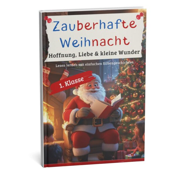 Cover des Buches 'Weihnachten der kleinen Wunder' mit weihnachtlichen Illustrationen, perfekt für Erstleser.